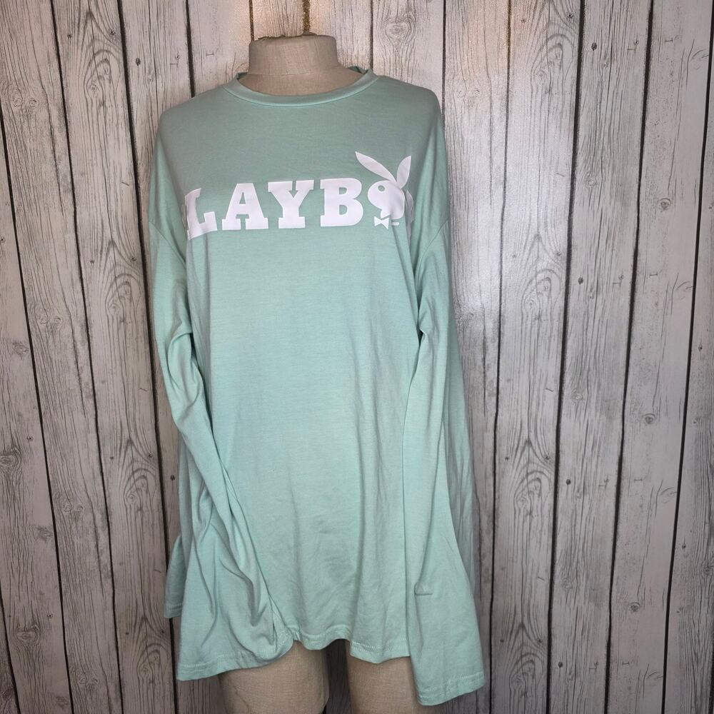 ​Playboy x Missguided Mint Green Oversized Streetwear Graphic T-Shirt Medium
